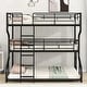 preview thumbnail 3 of 23, Sturdy Triple Metal Bunk Bed with Long and Short Ladders - Enhanced Functionality and Space Efficiency