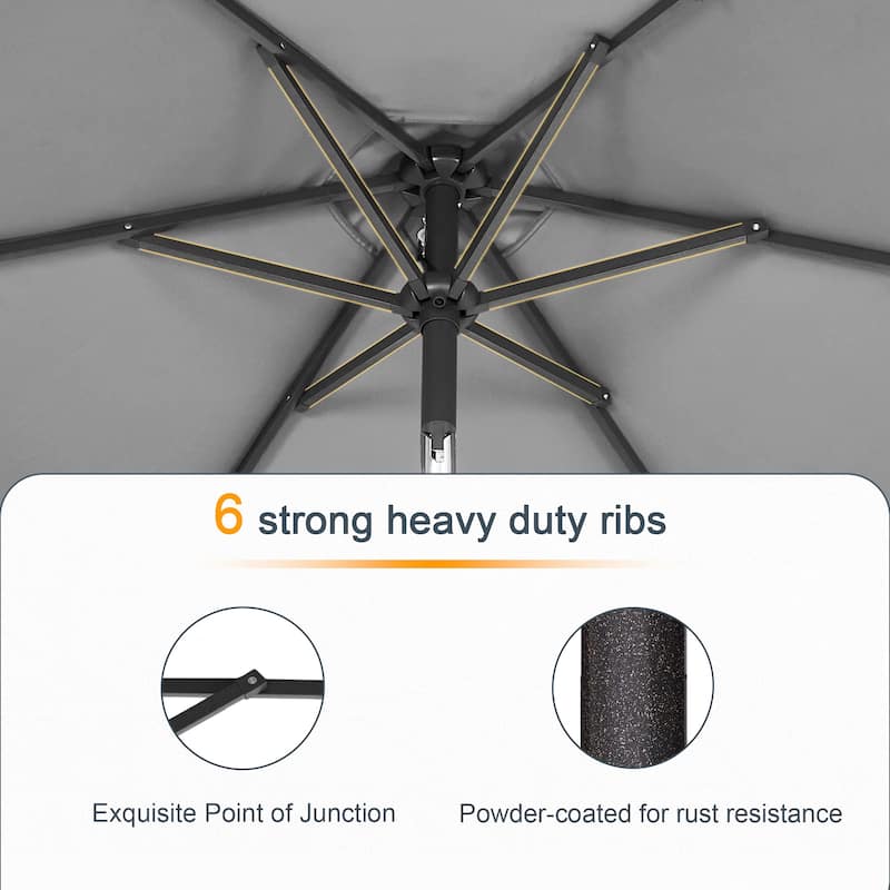 LIVOOSUN 10 x 6.5ft Outdoor Market Patio Umbrella w/Tilt and Crank