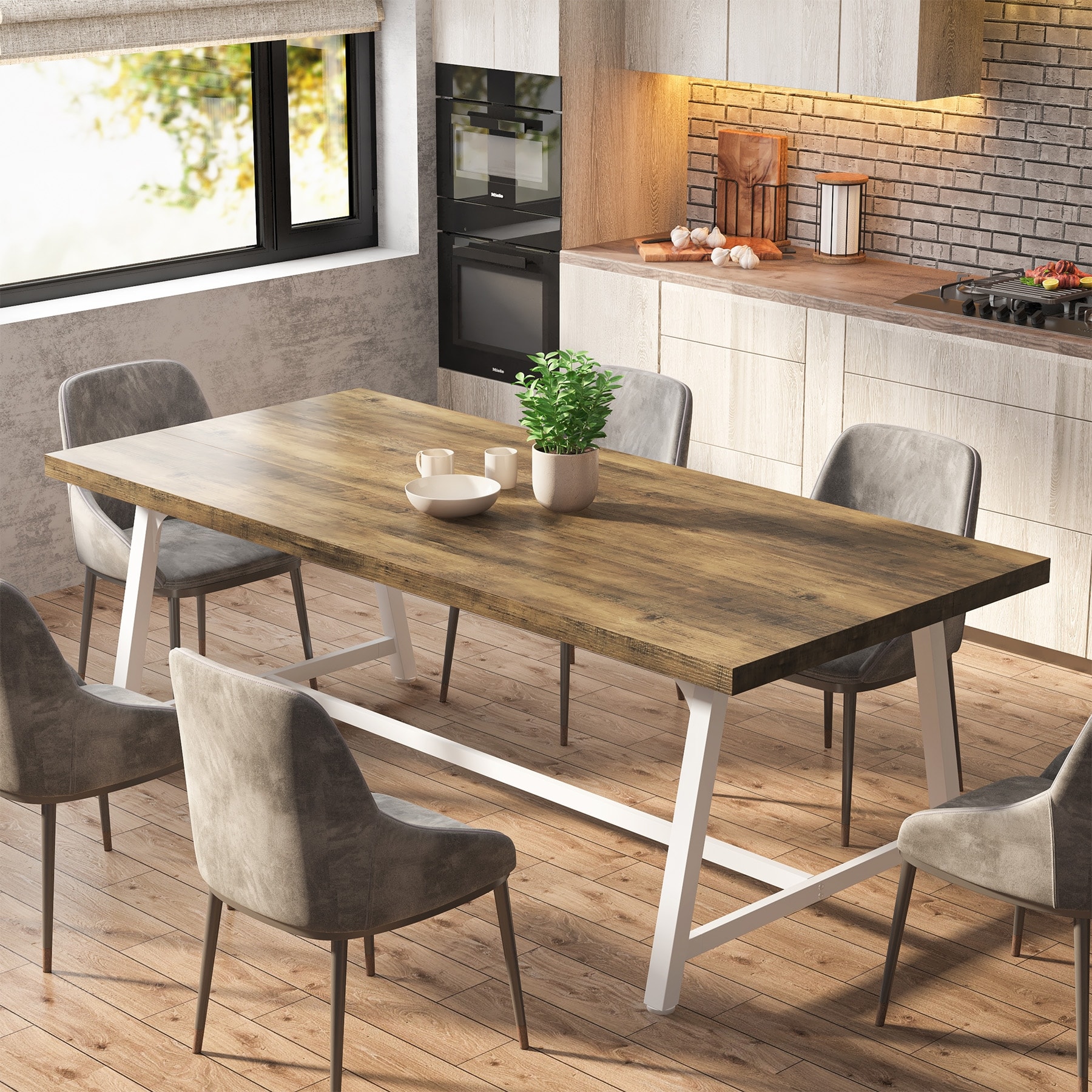 Dining Table for 8 People 70.87 inch Rectangular Wood Kitchen