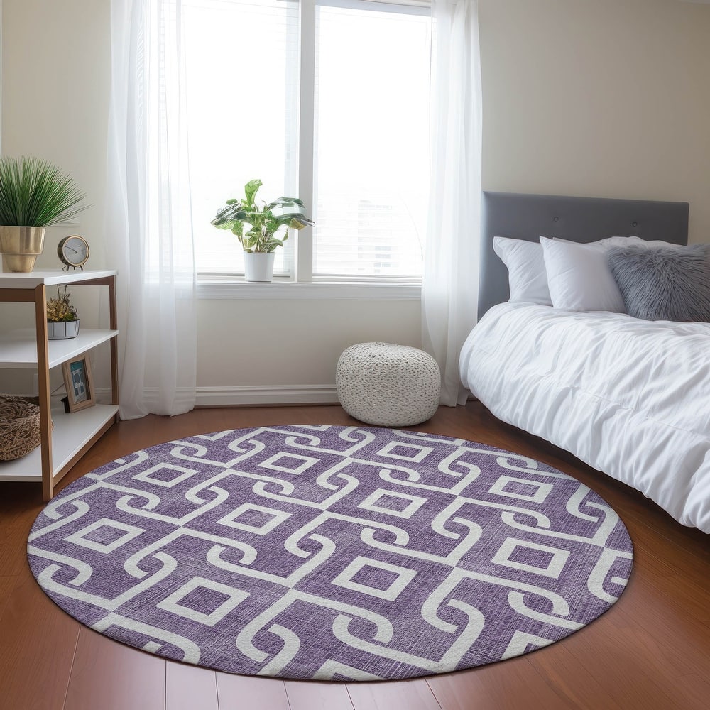 Machine Washable Indoor/ Outdoor Chantille Modern Trellis Rug