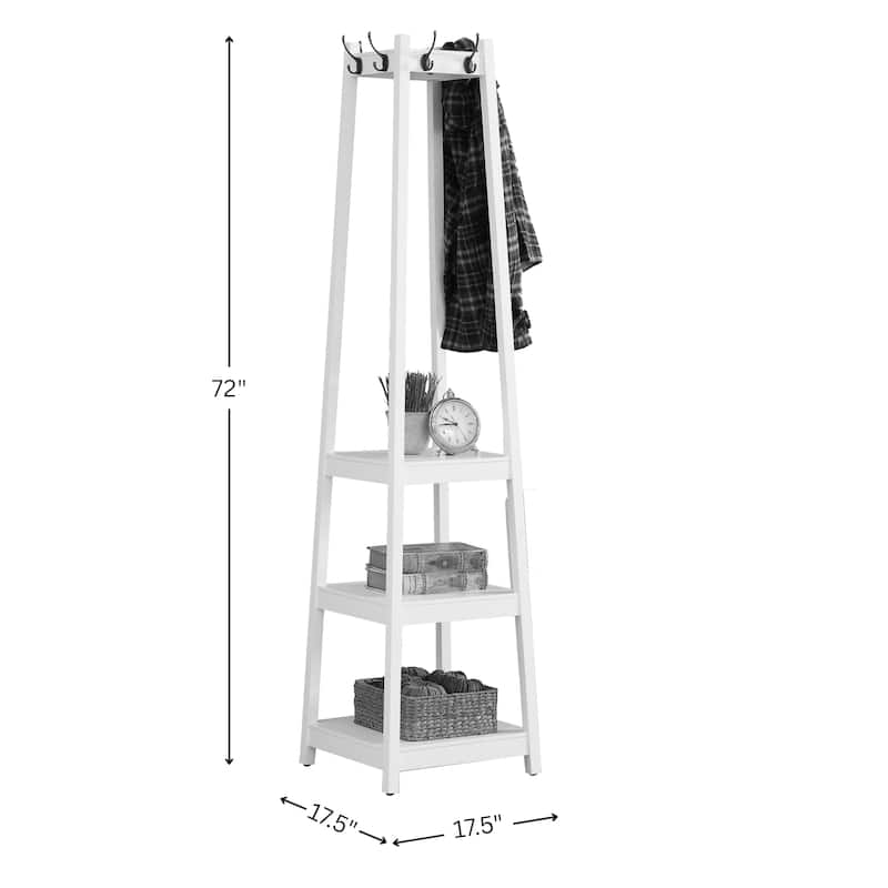 Roundhill Furniture Vassen 3-tier Storage Shelf Standing Coat Rack