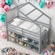 preview thumbnail 12 of 18, Modern Twin Size Loft Bed with Roof Frame,Under Bed Shelving Storage Unit,Guardrails,Ladder