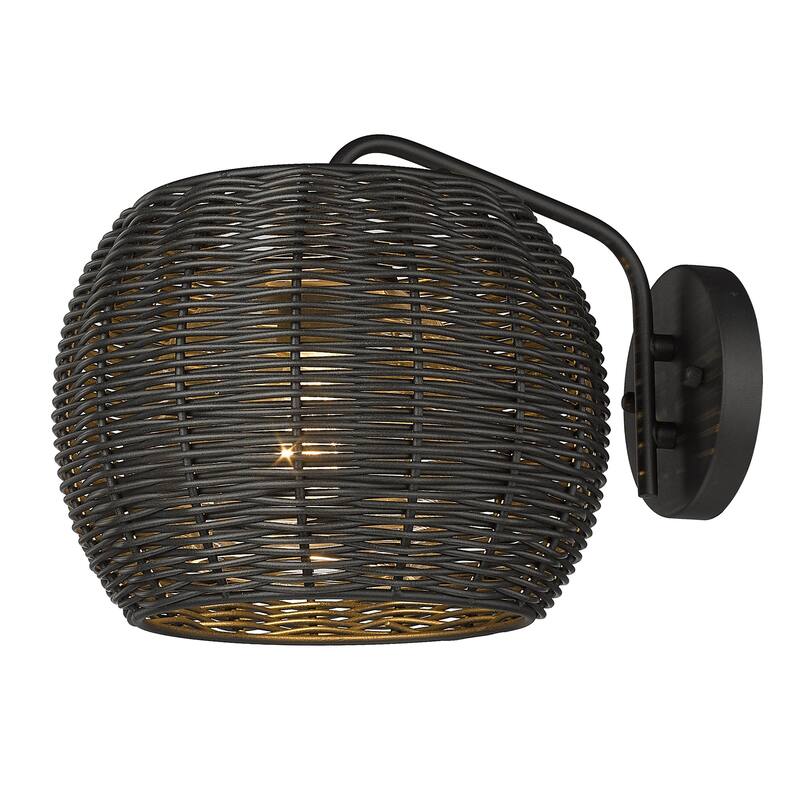 Vail 1 Light Wall Sconce - Outdoor - Natural Black with Black Rattan Wicker