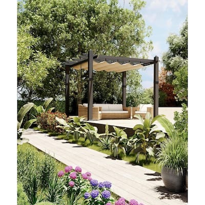 10*10FT aluminum flower rack grape rack, gray column khaki curtain