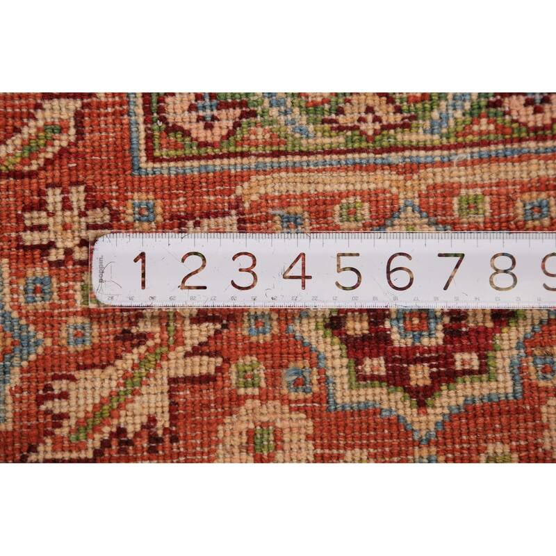 Vegetable Dye Orange Heriz Serapi Oriental Rug Handmade Wool Carpet - 8'11"x 11'8"