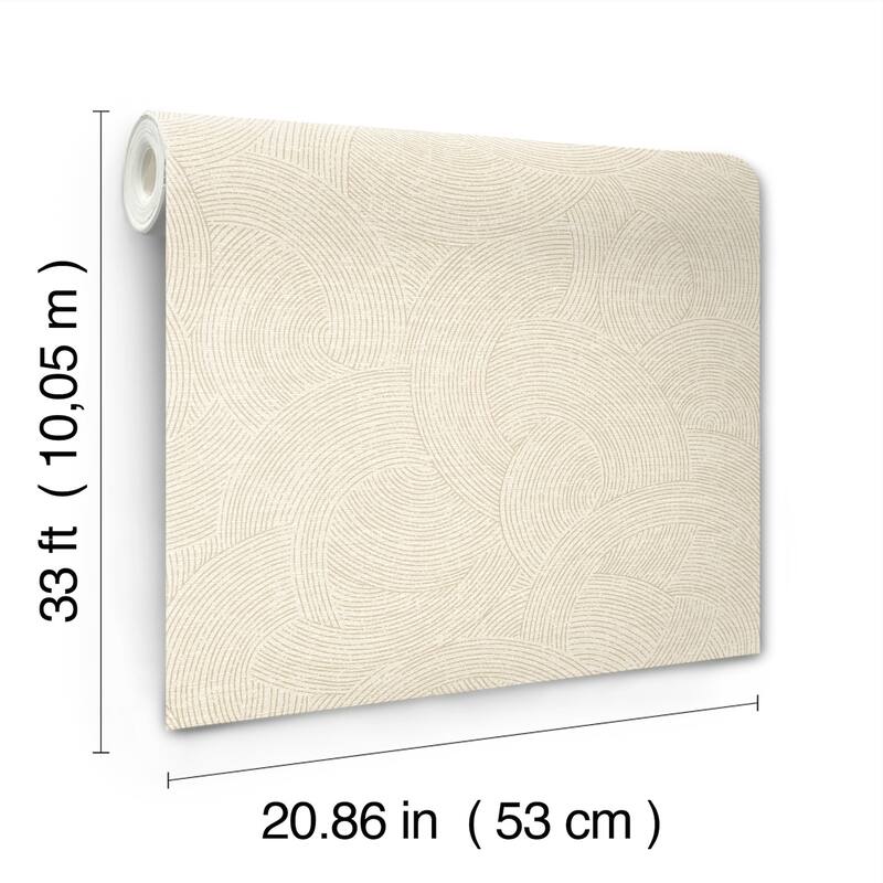 Chesapeake Harrison Champagne Swirling Geometric Wallpaper