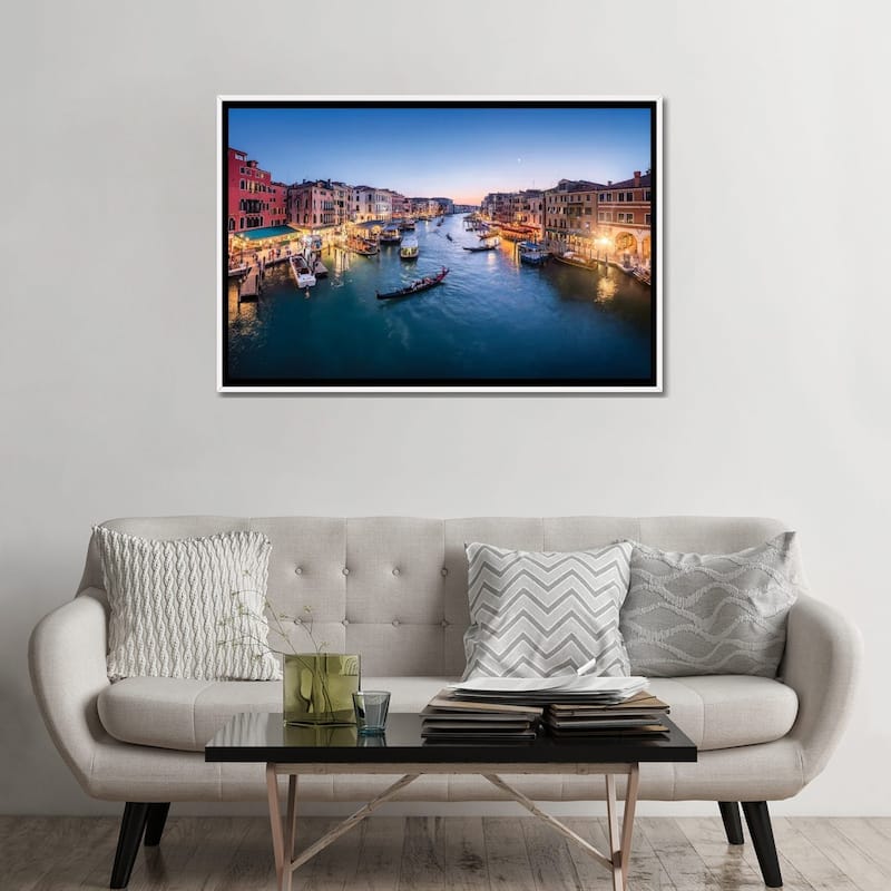 iCanvas "Grand Canal At Night, Venice, Italy" by Jan Becke Framed Canvas Print