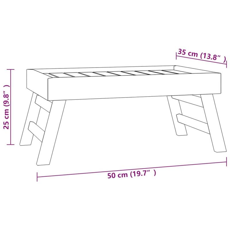 vidaXL Tray Natural Teak Solid Teak Wood Small Foldable Folding Tray - 13.8 x 21.7 x 9.8