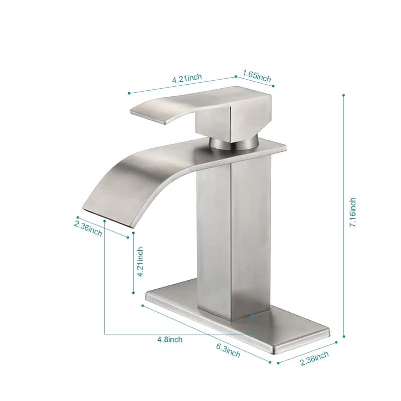 Modern Single Handle Sink Vanity Bathroom Faucet with Waterfall Spout, Anti Corrosion, Anti Rust, Easy Clean