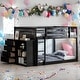 preview thumbnail 1 of 11, Kids and Baby Full over Full Bunk Bed with 4 Drawers and 3 Shelves Espresso