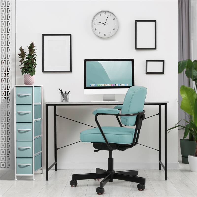 Sorbus Narrow Dresser with 5 Drawers - Vertical Slim Storage Chest of Drawers with Steel Frame, Wood Top & Easy Pull Fabric Bins