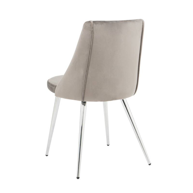 Modern/Simple Velvet Fabric Dining Chairs with Chrome Metal Legs Set of 4