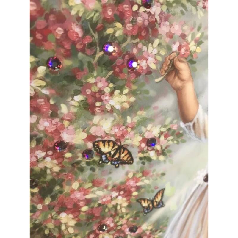 White Pink Angel w/ Swarovski Crystals Square Pizazz Wall Art 10"x 10"