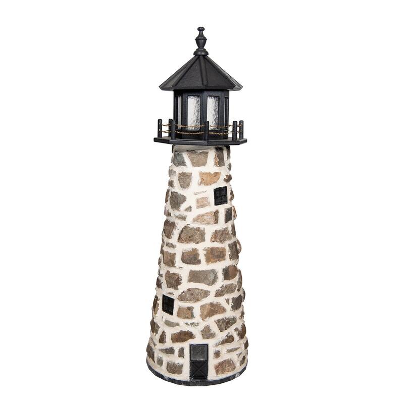 Stone Lighthouse - 4 Foot - Black with Brown Stone and Tan Grout