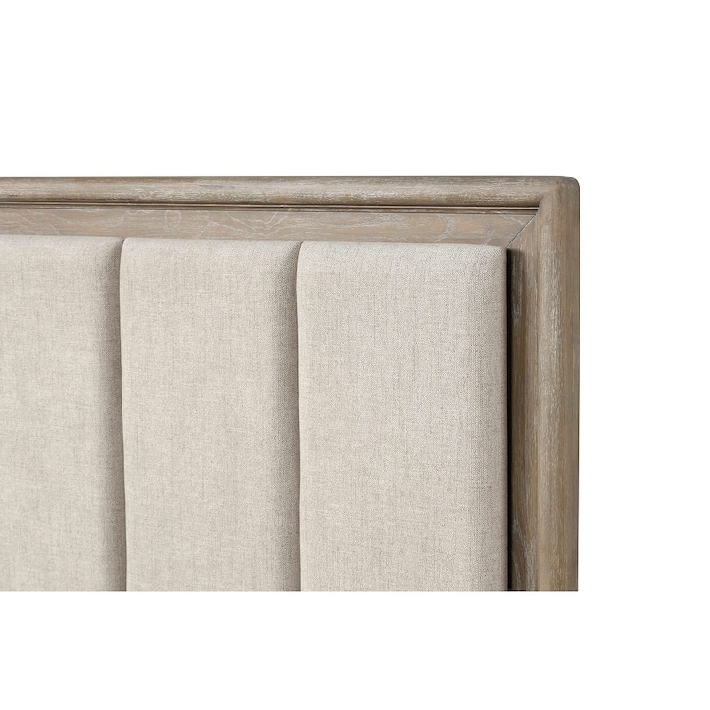 Oak Finish 1pc Transitional Padded Headboard Bed