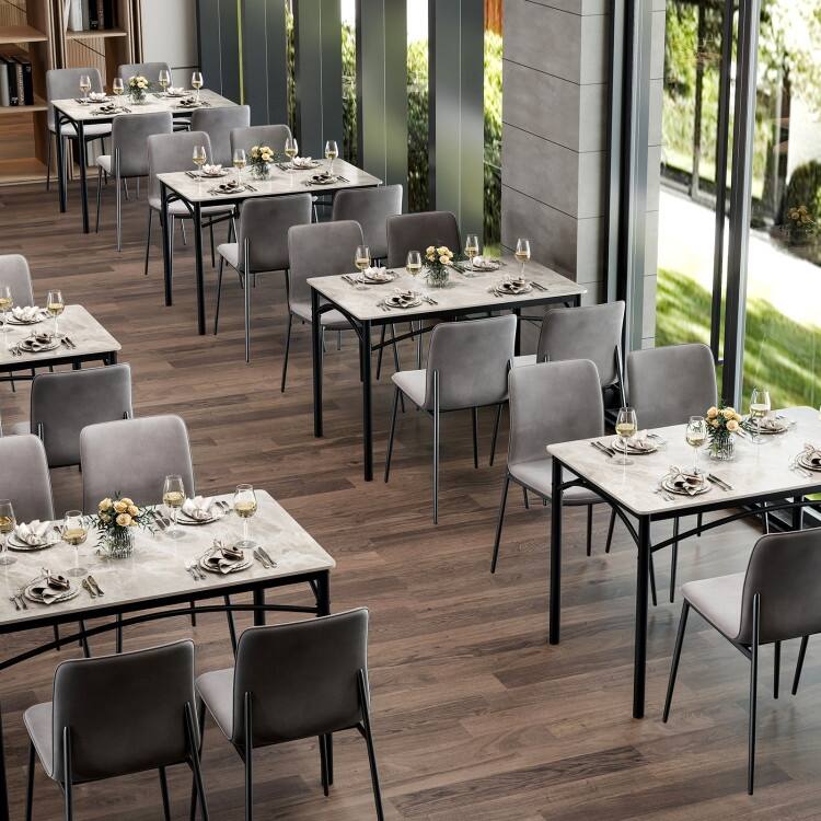 Grey and Black Metal Sintered Stone Dining Table with Adjustable Foot Pads - 43" x 28" x 30"
