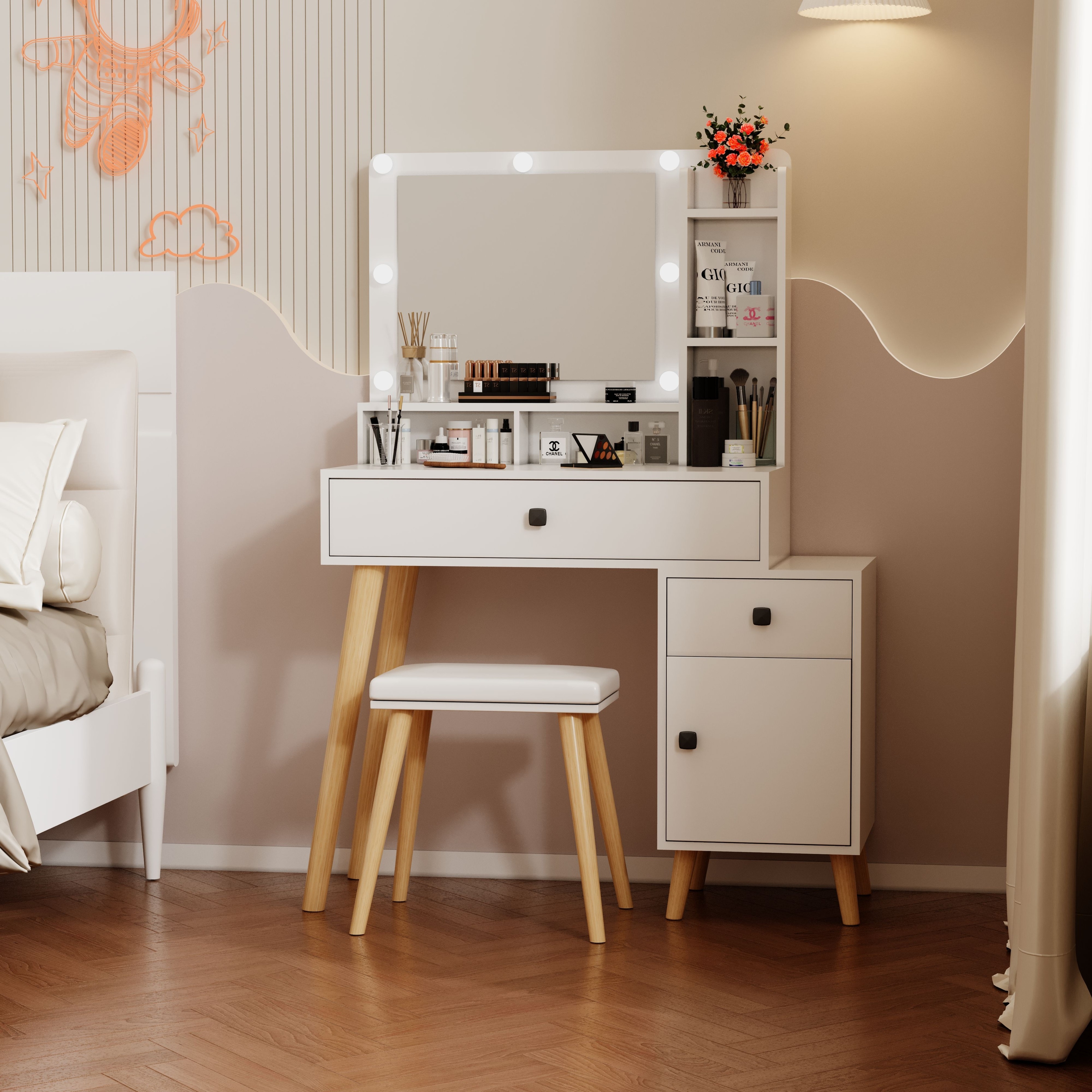 Dresser with hollywood mirror sales