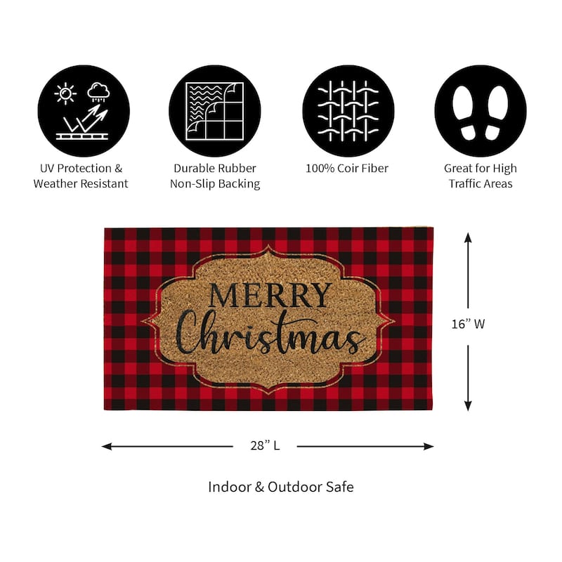 Buffalo Check Christmas Coir Mat