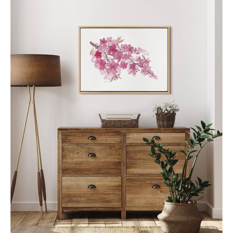 Kate and Laurel Sylvie Cherry Blossom Framed Canvas by Patricia Shaw