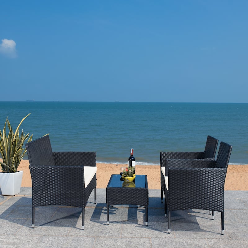SAFAVIEH Outdoor Amiyah 4-Piece Conversation Patio Set - 42W x 33D x 23H