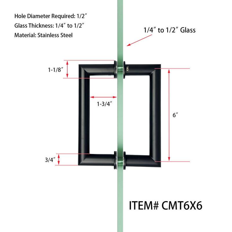CEL 6"x 6" Mitered Corner Back to Back Shower Door Pull Handles