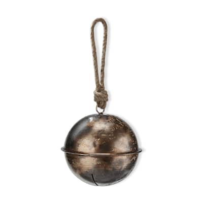 Sleigh Bell Large Decorative Object Antique Brass Gold Iron Christmas 6 in H x 6 in Dia Dust Clean
