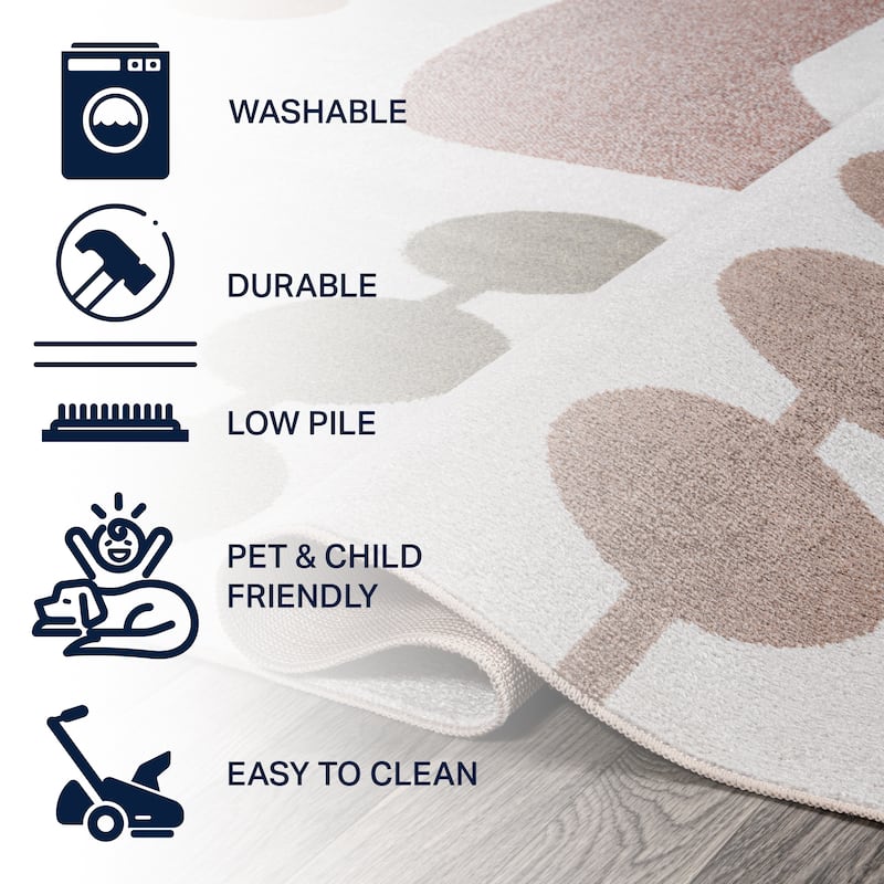 JONATHAN Y Doodle Abstract Coastal Kids & Novelty Machine-Washable Cream/Multi Area Rug