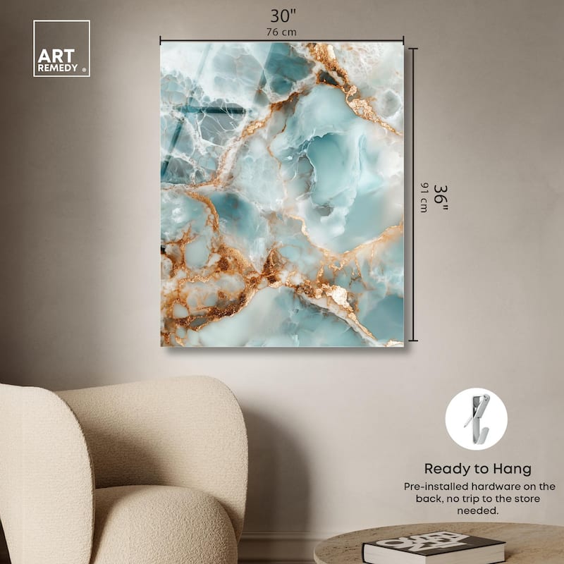 Teal Marble Majesty Acrylic by Art Remedy, Ready to Hang