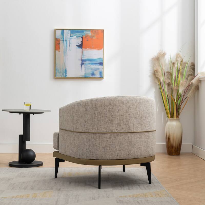 Modern Two-tone Barrel Fabric Chair,Upholstered Round Armchair,Accent Chair
