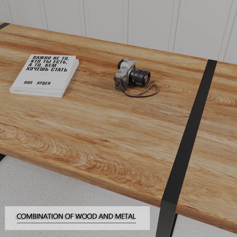59 " Modern Kitchen Table with MDF Wood Top and Metal Frame Perfect for Dining or Coffee - 59”L x 31.5”W x 29.9”H