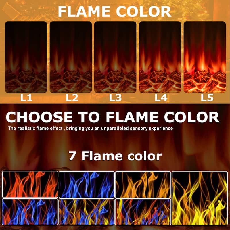 BOSSIN 36"/40" Electric Fireplace with Mantel, 23 inch Electric Fireplace Insert, TV Stand Freestanding Heater LED Flame