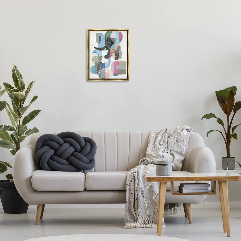 Stupell Pastel Shapes Intertwined Framed Floater Canvas Wall Art Design By Coco Good