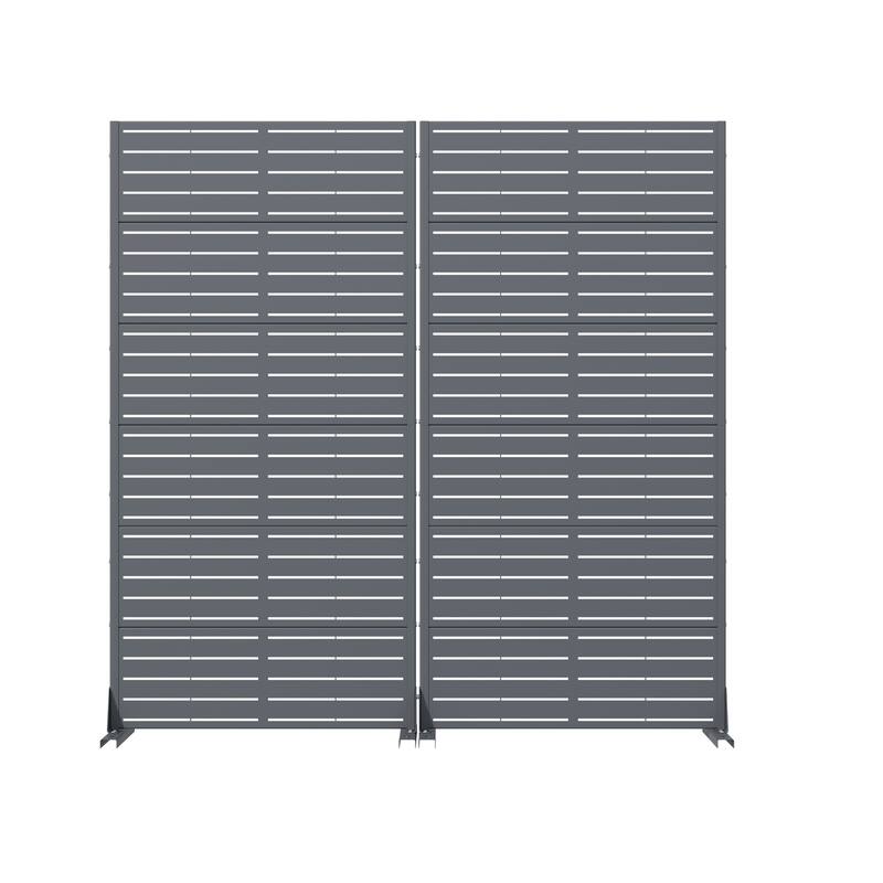 Outdoor Privacy Screen with Stand for Patio Garden Metal Fence Set of 2