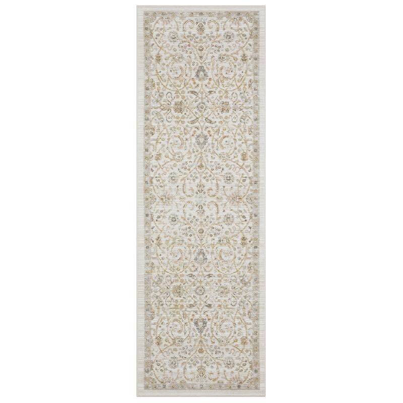 Calliope Textural Distressed Traditional Ivory/ Gold Area Rug