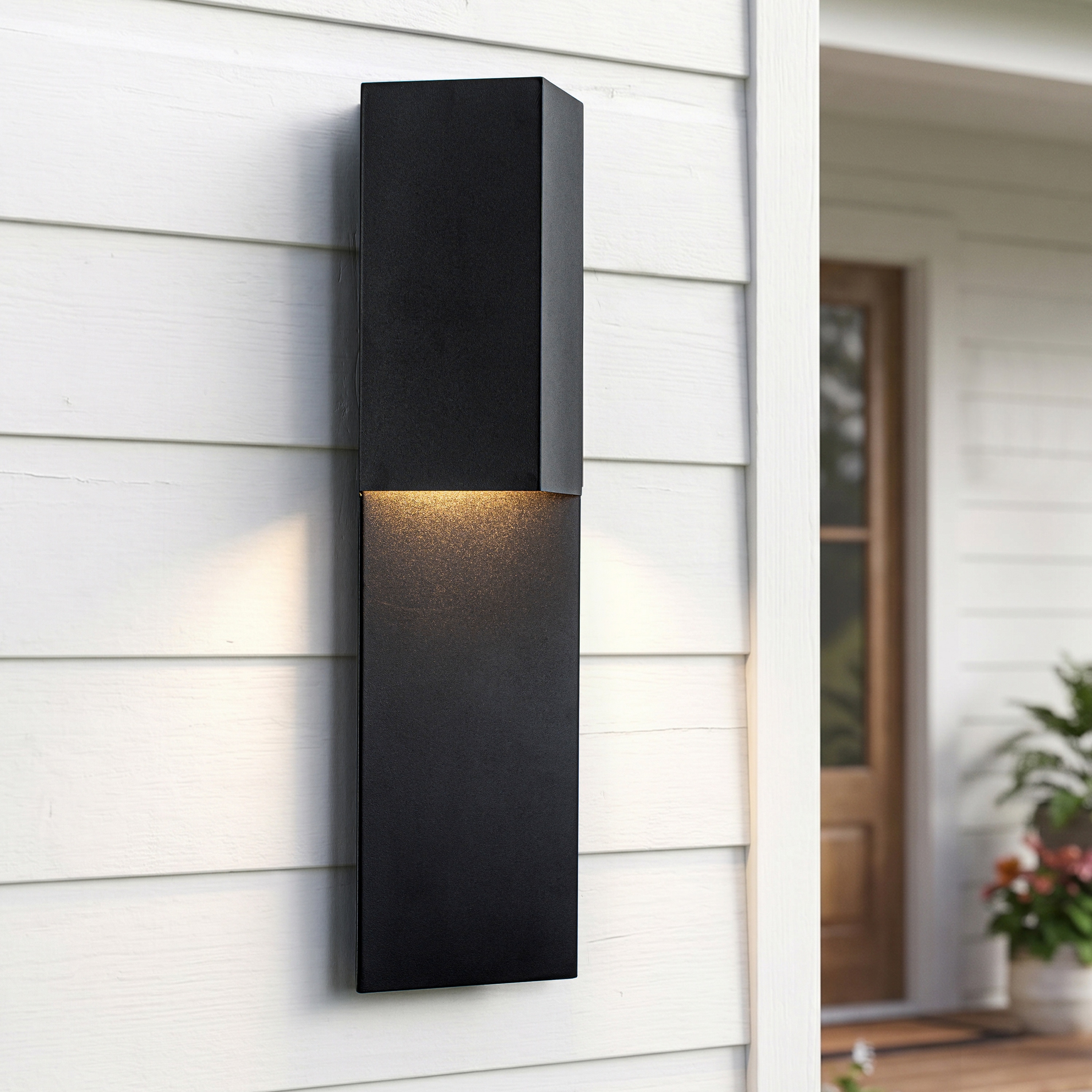 C Cattleya Matte Black Integrated LED Dimmable Outdoor Wall Sconce,3000K Warm White