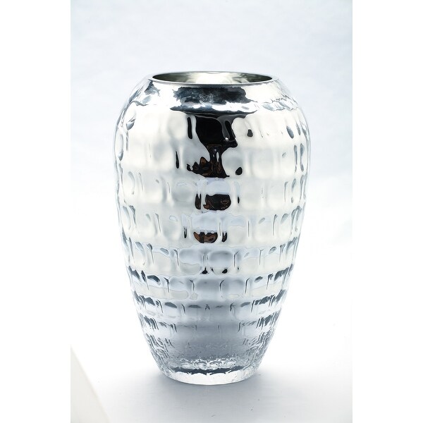 11" Clear and Silver Colored Handblown Glass Vase - N/A