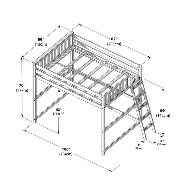 dimension image slide 1 of 2, Max and Lily Full-Size High Loft Bed
