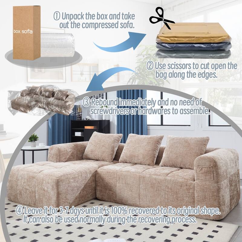 Chenille Fabric Modular L Shaped Sectional Sofa,Free Combination
