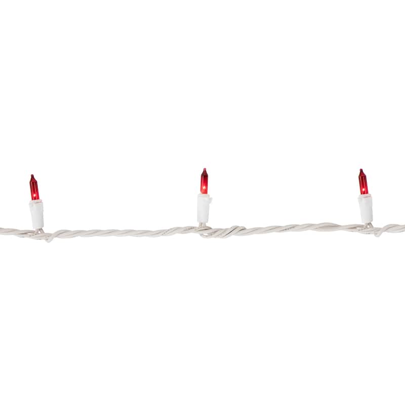 100ct Red and Clear Mini Icicle Christmas Lights- 5.75ft White Wire - 5.75'