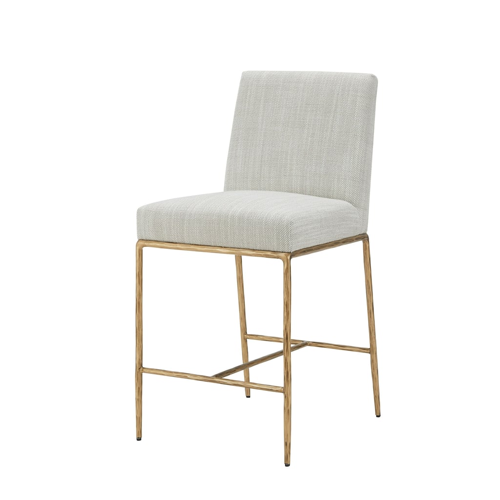 Modrest Beasley Modern Off-White Linen & Brass Counter Chair