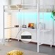 preview thumbnail 2 of 25, Twin Square Tube Raised Bed With Table Outlet LED Light Strip Iron Bed USA