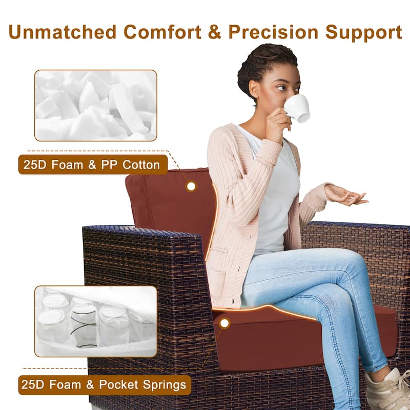 Aoodor 24x25x6 Inch Outdoor Patio Chair Cushions Set, Weather-Resistant Sunbrella Fabric Outdoor Cushion, Set of 2 - 24"x25"