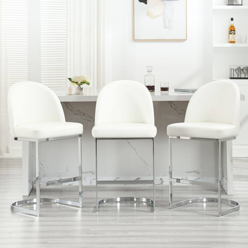 26" Upholstered Counter Stool/ Bar Stools with Metal Legs - 38.8"H x 17.9"W x 20.9"D