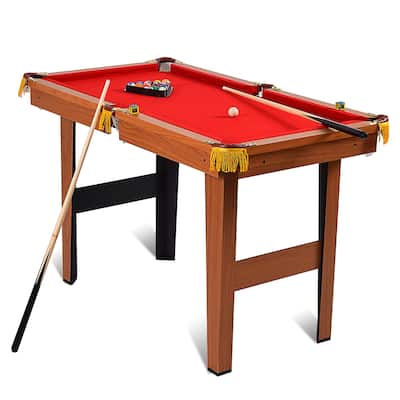 Costway 48'' Mini Table Top Pool Table Game Billiard Set Cues Balls - 48''L x 26''W x 30''H