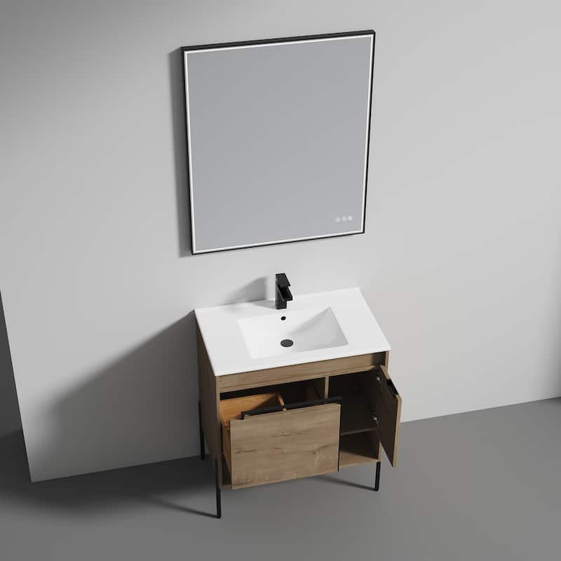 Blossom Turin 30 Inch Freestanding Bathroom Vanity with Ceramic Sink