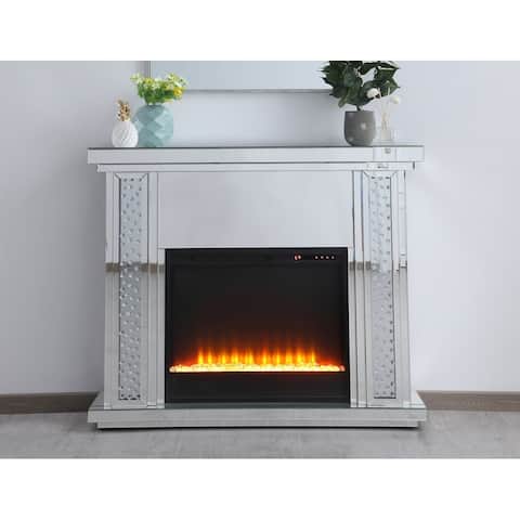 Crystal Mirrored 47.5-inch Fireplace Mantle