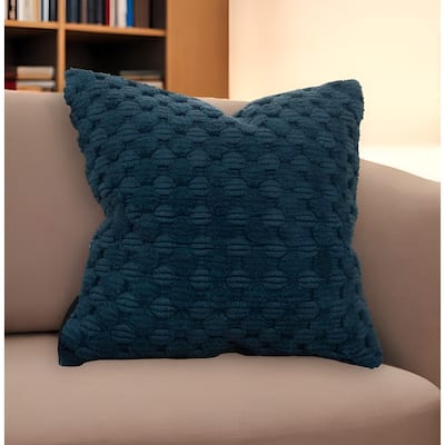 HomeRoots 20" Teal Cotton Throw Pillow With Texture