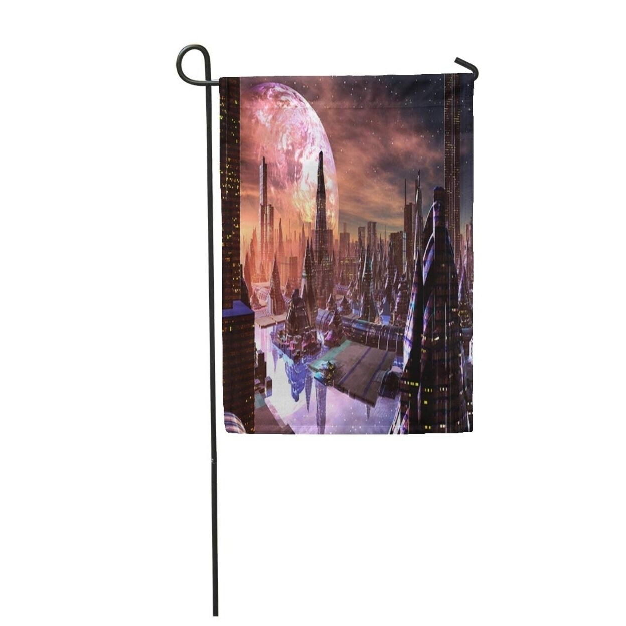 Shop Fiction View Of Futuristic City On Alien Planet Science Scifi World Future Fanta Garden Flag Decorative Flag House Banne Overstock 31361988