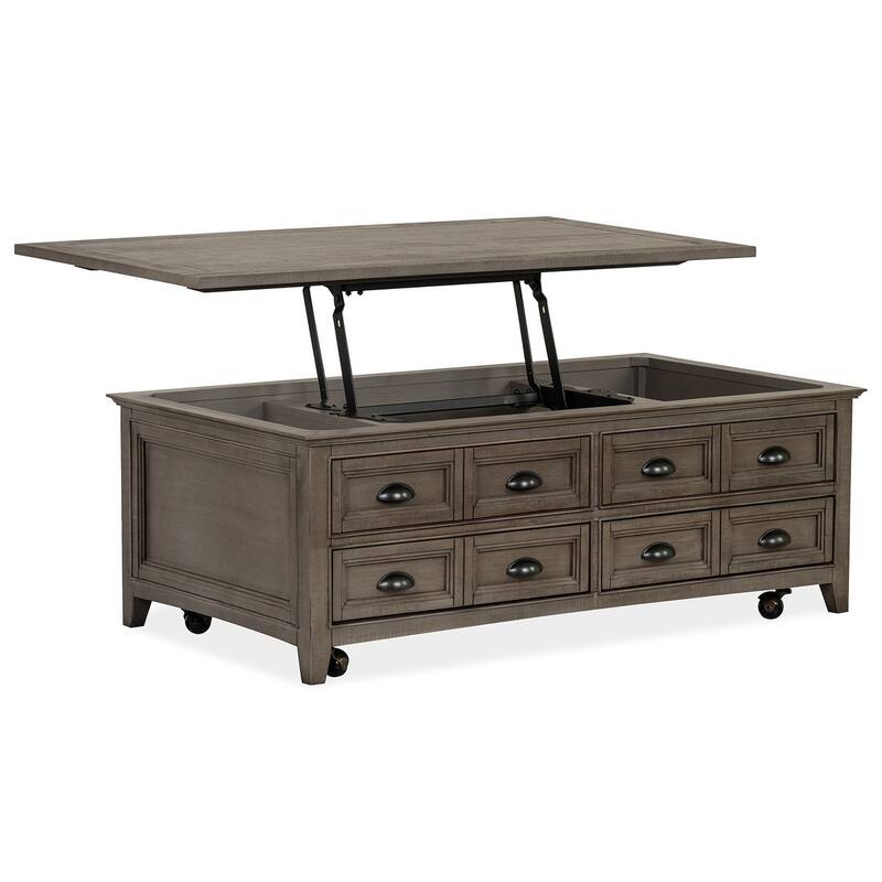Magnussen Home Paxton Place Dovetail Grey Lift Top Storage Cocktail Table with Casters - 50''W x 28''D x 18''H