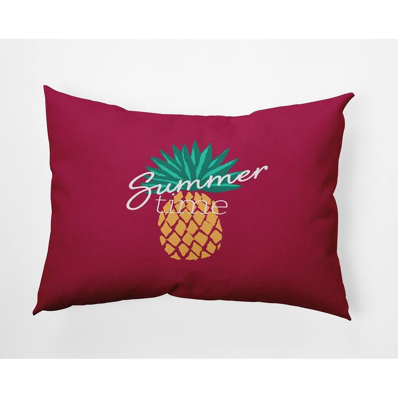 Summer Time Pineapple Polyester Indoor/Outdoor Pillow - Lipstick Pink - 14" x 20"